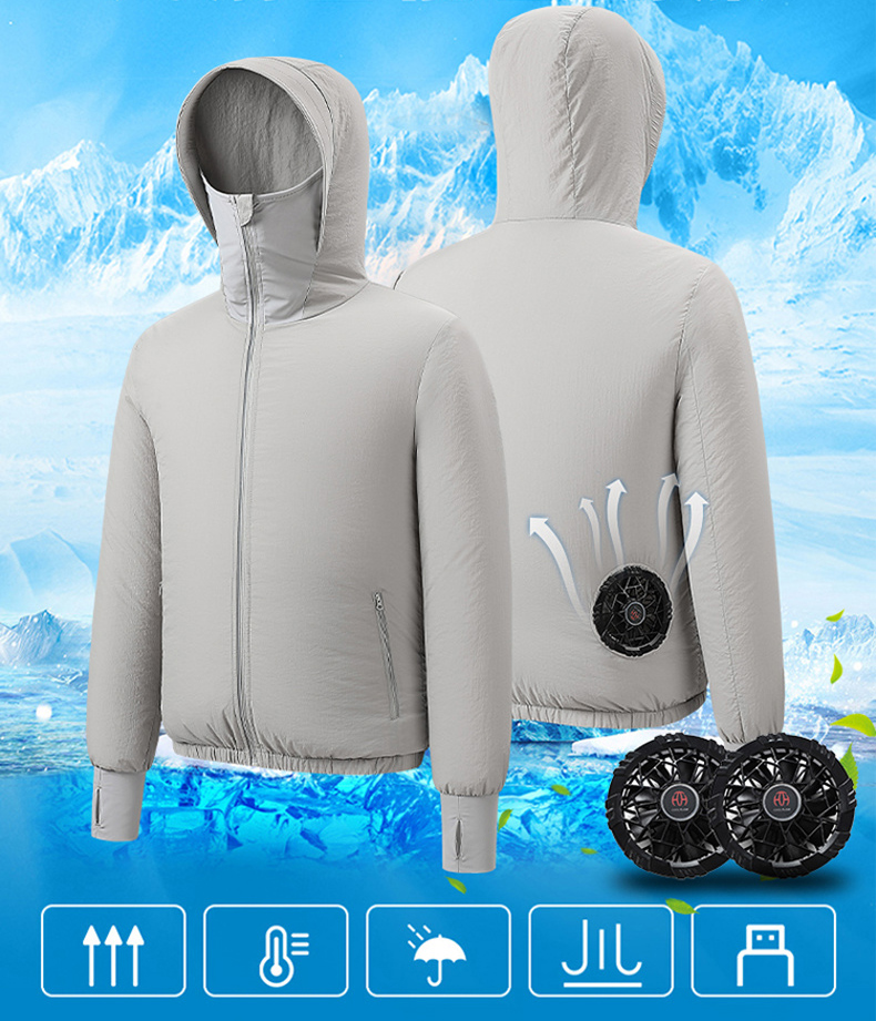 Outdoor Sport Brand Jacket - 夏のスポーツファンエアコンクール男性女性旅行超軽量ブランドアウトドアベスト服ジャケット太陽ウインドブレーカー釣り労働者