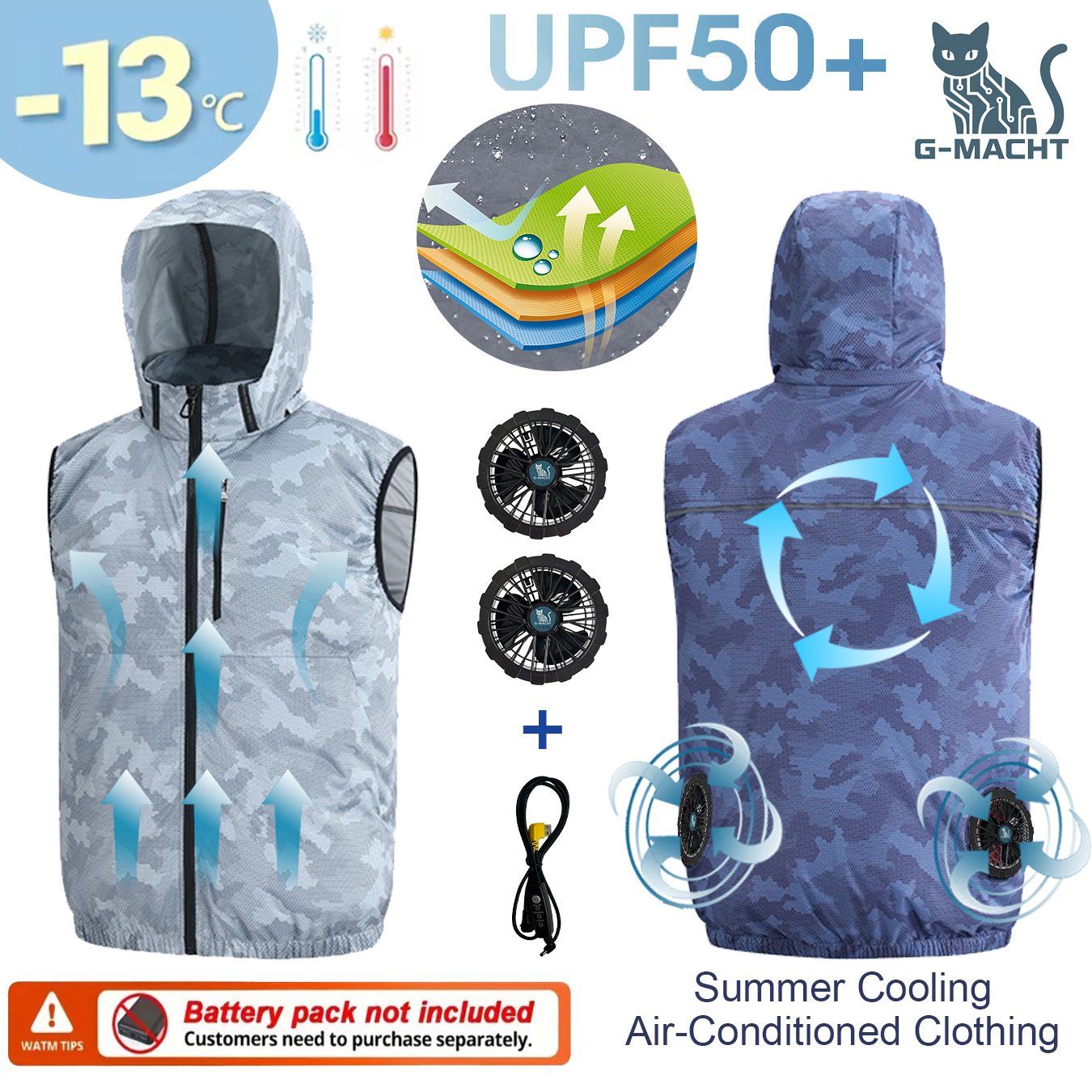 Outdoor Sport Brand Jacket - サマースポーツ 12V/5V ファン エアコン クール 男女兼用