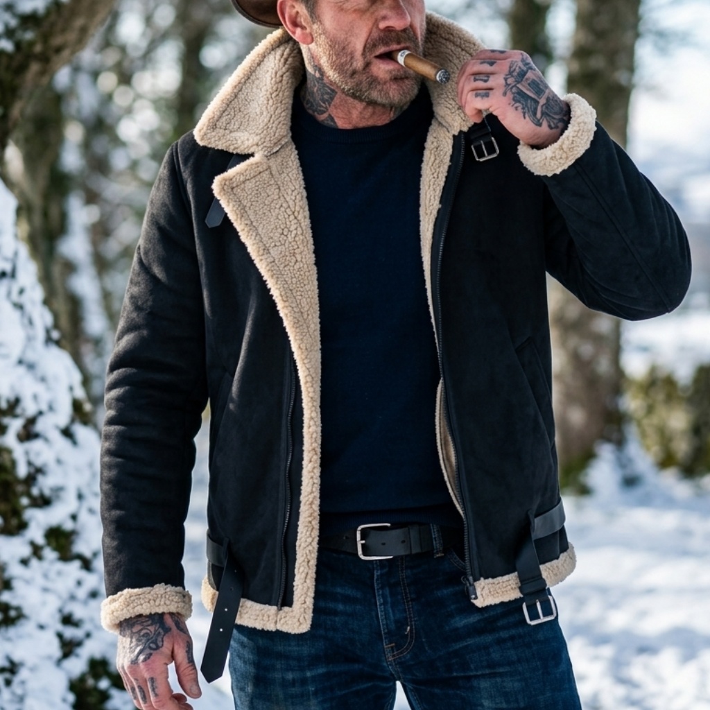 Outdoor Sport Winter Jacket - 男性冬フェイクスエードジャケットフリース裏地付き暖かい豪華なコート狩猟ハイキング防風カジュアルストリート冬男性アウター