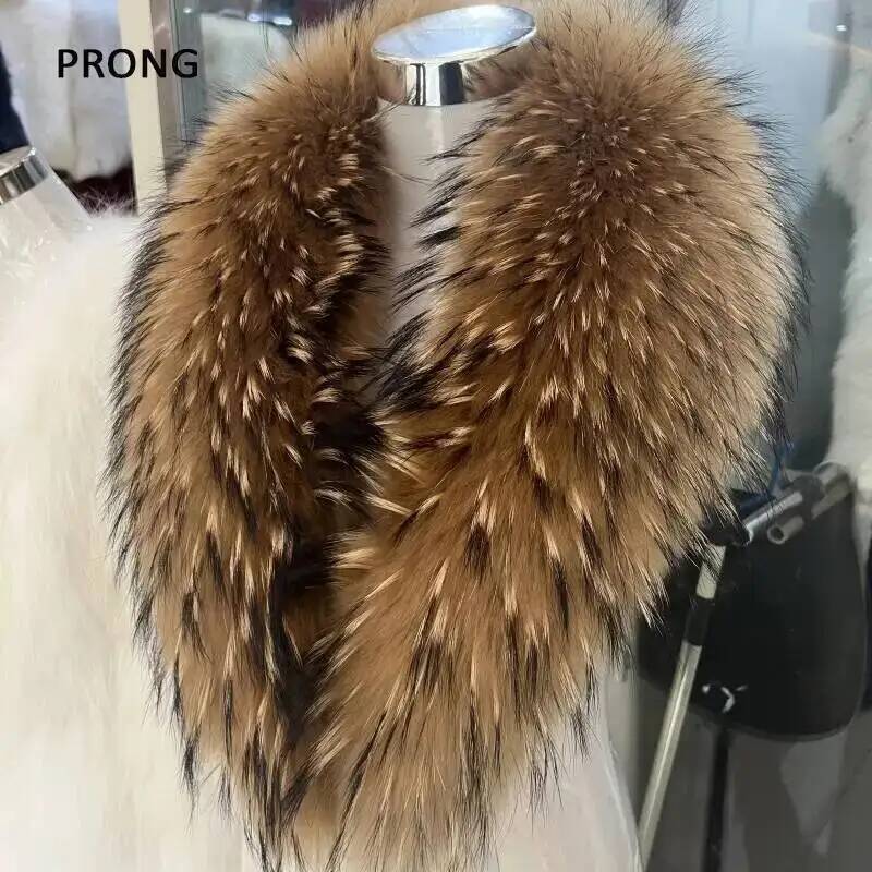 天然アライグマの毛皮の襟,女性用,本物の毛皮のスカーフ,豪華 - Outdoor Sport Winter Jacket のレビューと価格