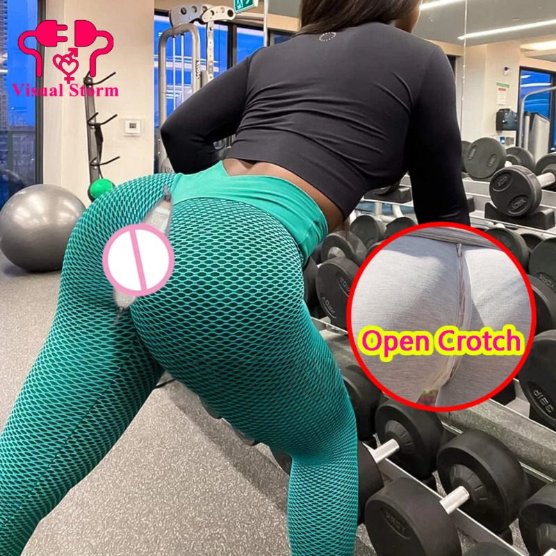 女性用セクシーオープンクロッチレギンス、隠しジッパー付きバッ - Outdoor Sport Leggings のレビューと価格