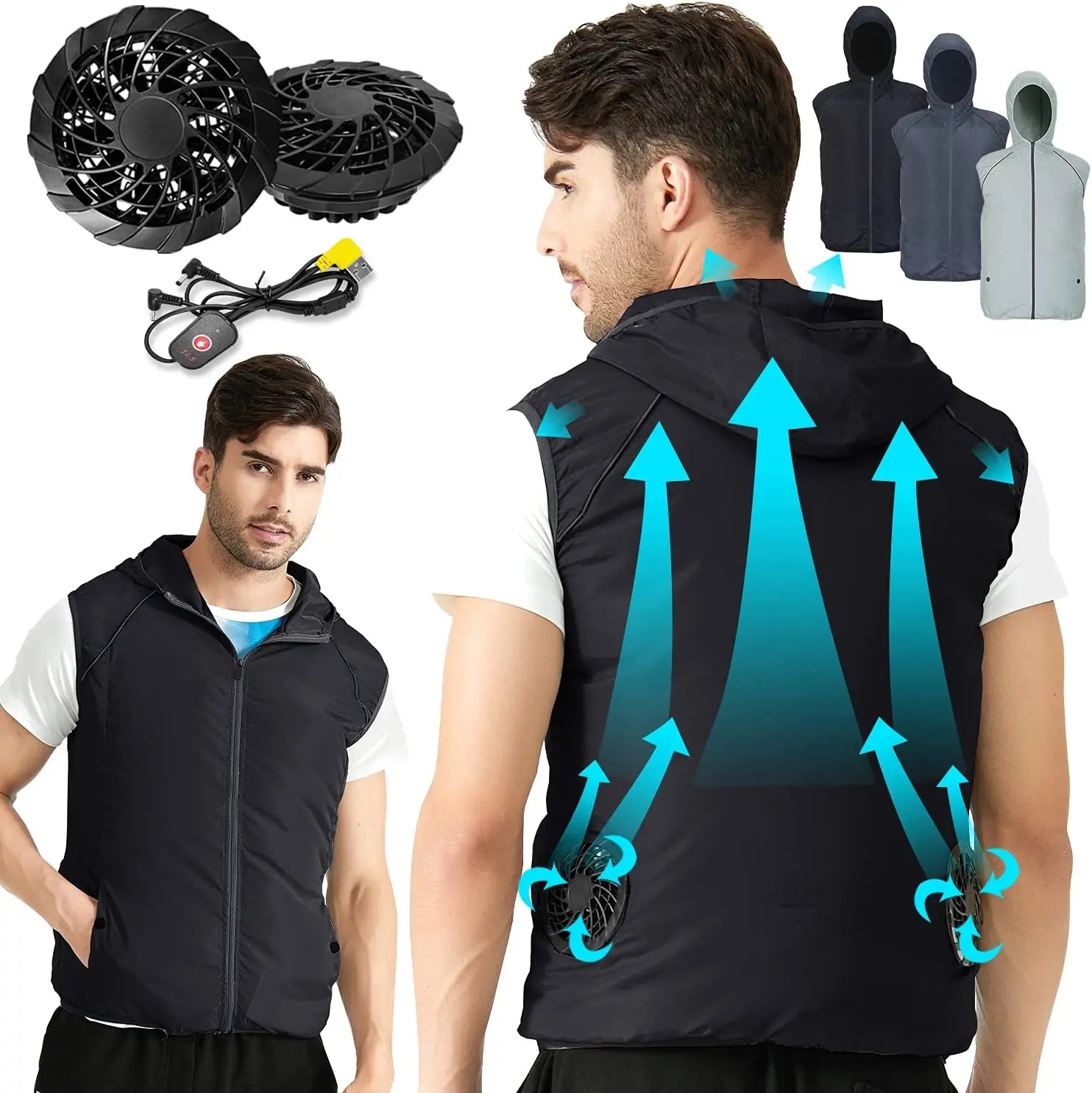 夏のスポーツファンエアコンクール男性女性旅行超軽量ブランドア - Outdoor Sport Brand Jacket のレビューと価格