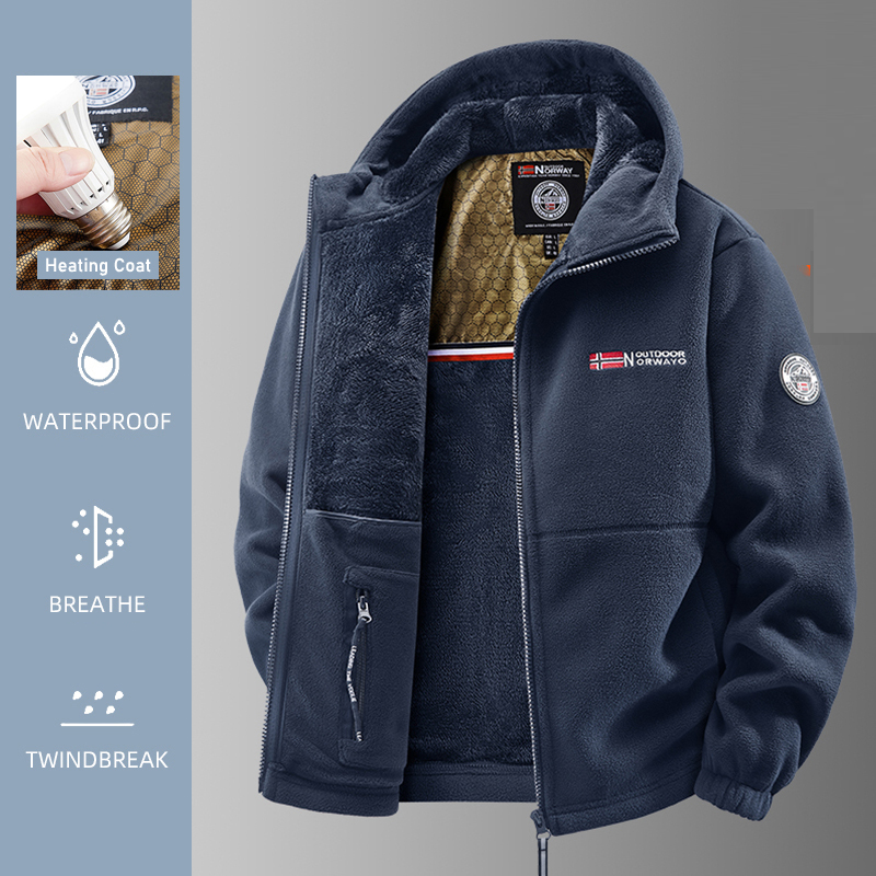 男性加熱ジャケット冬ポーラーフリースジャケット男性サーマルフ - Outdoor Sport Winter Jacket のレビューと価格