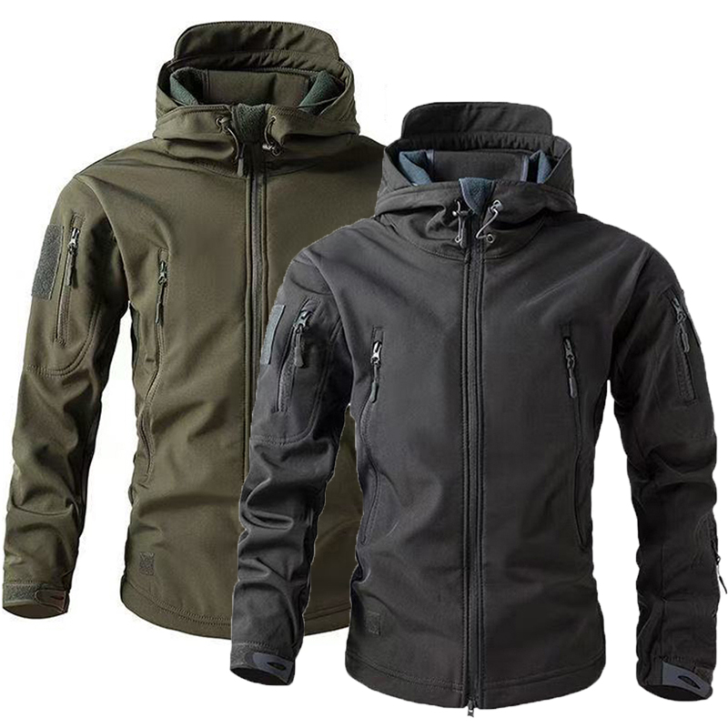 メンズウォームソフトシェルフリースフードカーゴジャケット、防 - Outdoor Sport Winter Jacket のレビューと価格