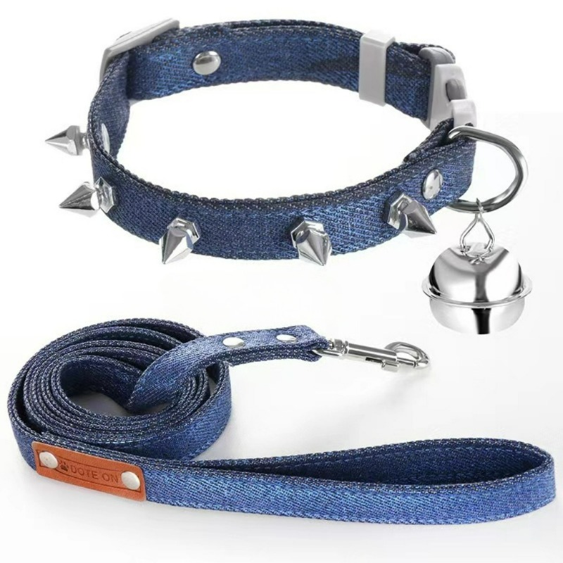 リベットペット抗咬傷デニムスパイク首輪リーシュセット犬ウォー - Headcollar Rope Set のレビューと価格
