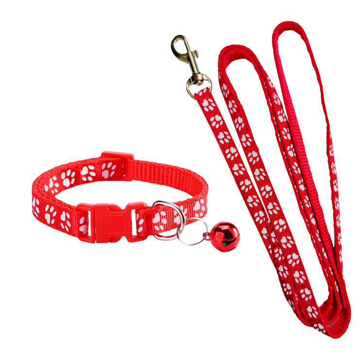 犬の足跡柄ペット牽引ロープ、調節可能な首輪付き子犬用首輪セッ - Headcollar Rope Set のレビューと価格